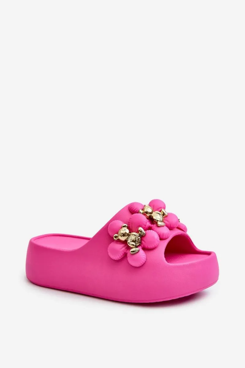 Hot Boto Damskie Klapki Piankowe Z Ozdobami Na Grubej Podeszwie Fuksja Bremavia Różowy