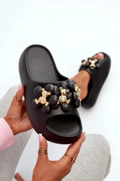 Clearance Damskie Klapki Piankowe Z Ozdobami Na Grubej Podeszwie Czarne Bremavia Damskie Klapki Na Platformie|Klapki Damskie Klasyczne