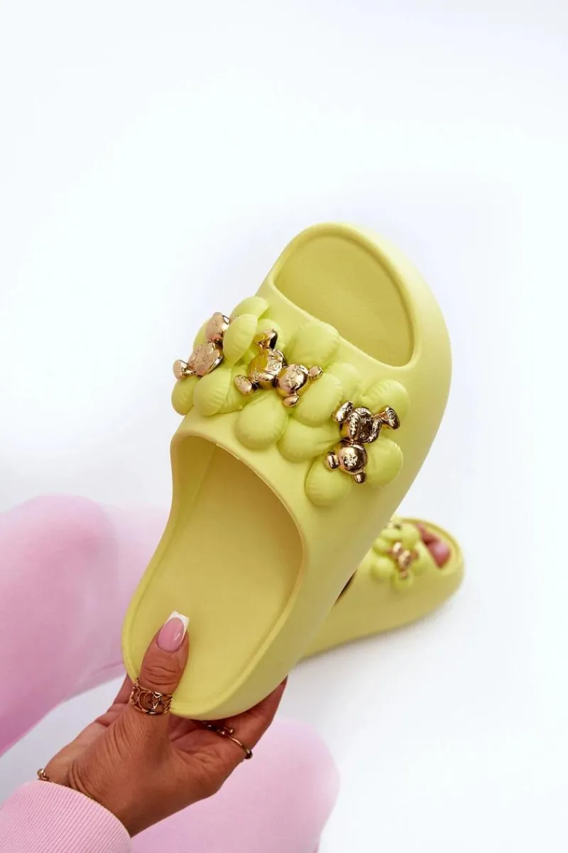Best Damskie Klapki Piankowe Z Ozdobami Na Grubej Podeszwie Limonkowe Bremavia Damskie Klapki Na Platformie|Klapki Damskie Klasyczne