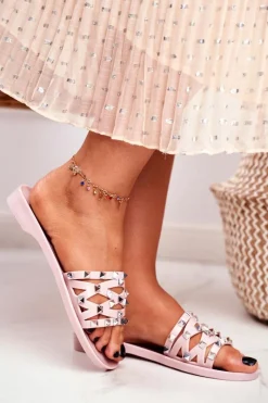 Clearance Boto Damskie Klapki Różowe Gumowe Ćwieki Patty