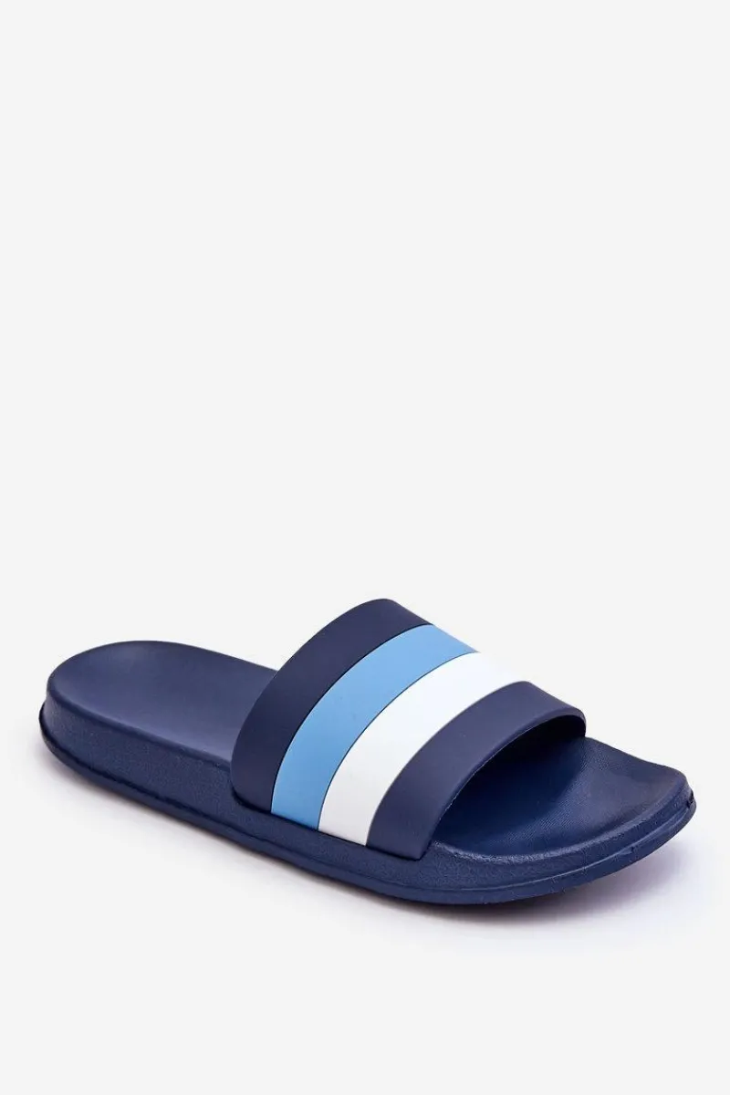 Outlet Damskie Klapki W Paski Granatowe Vision Damskie Klapki Sportowe|Klapki Basenowe