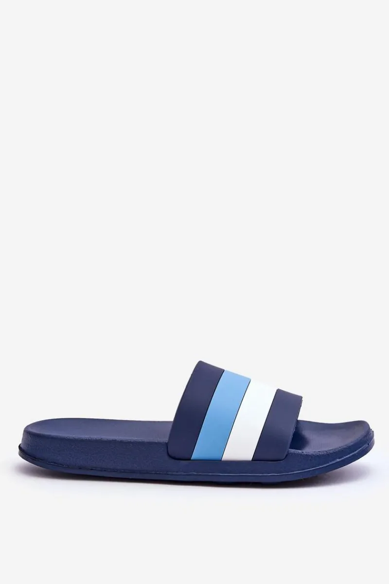 Outlet Damskie Klapki W Paski Granatowe Vision Damskie Klapki Sportowe|Klapki Basenowe