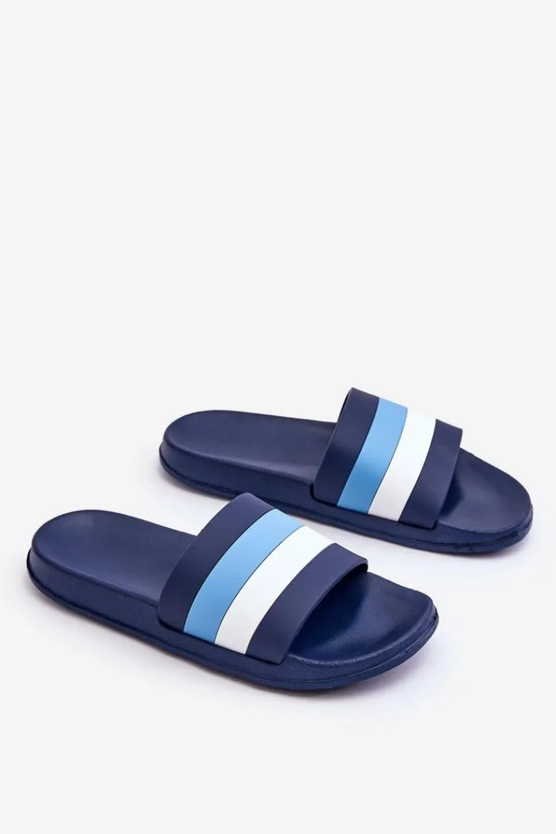 Outlet Damskie Klapki W Paski Granatowe Vision Damskie Klapki Sportowe|Klapki Basenowe