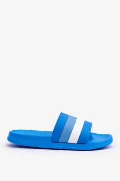 Online Boto Damskie Klapki W Paski Niebieskie Vision