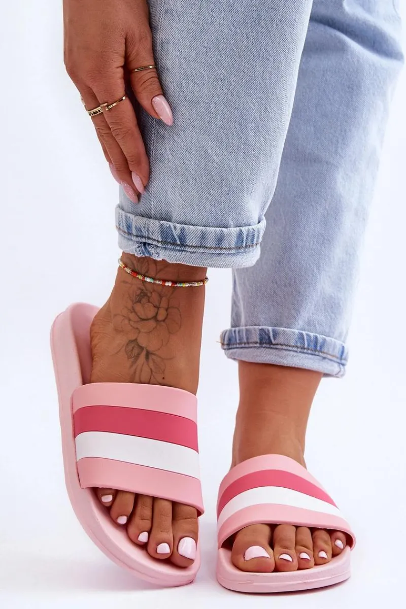 Klapki Sportowe|Klapki Basenowe>Boto Damskie Klapki W Paski Różowe Vision