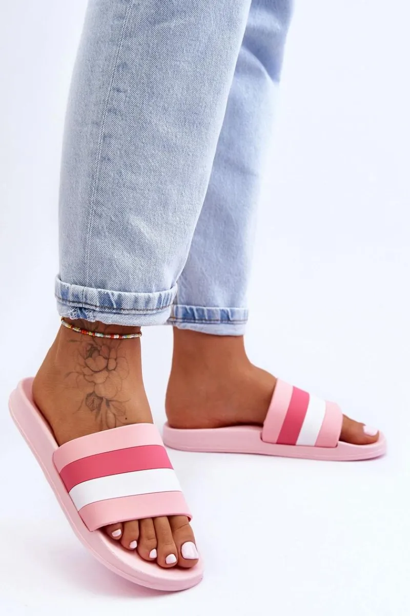 Klapki Sportowe|Klapki Basenowe>Boto Damskie Klapki W Paski Różowe Vision