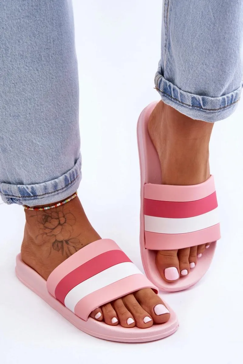 Klapki Sportowe|Klapki Basenowe>Boto Damskie Klapki W Paski Różowe Vision