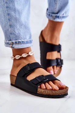 New Damskie Klapki Wsuwane NM000028 Czarne Damskie Klapki Damskie Klasyczne