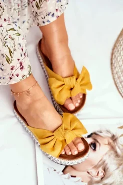 Sale Boto Damskie Klapki Wysokie Żółte Mortigo