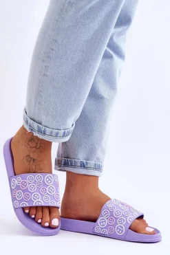 Klapki Sportowe|Klapki Basenowe>Boto Damskie Klapki Z Emotikonami Fioletowe Cosette