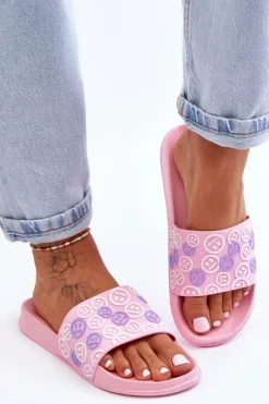 New Boto Damskie Klapki Z Emotikonami Różowe Cosette