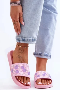 New Boto Damskie Klapki Z Emotikonami Różowe Cosette