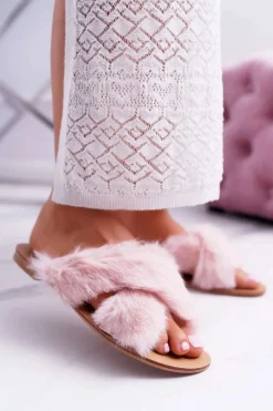 Best Boto Damskie Klapki Z Futerkiem Lu Boo Różowe