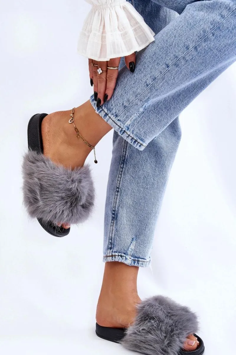 Best Damskie Klapki Z Futerkiem Szare Kennet Damskie Klapki Z Futerkiem|Klapki Damskie Klasyczne