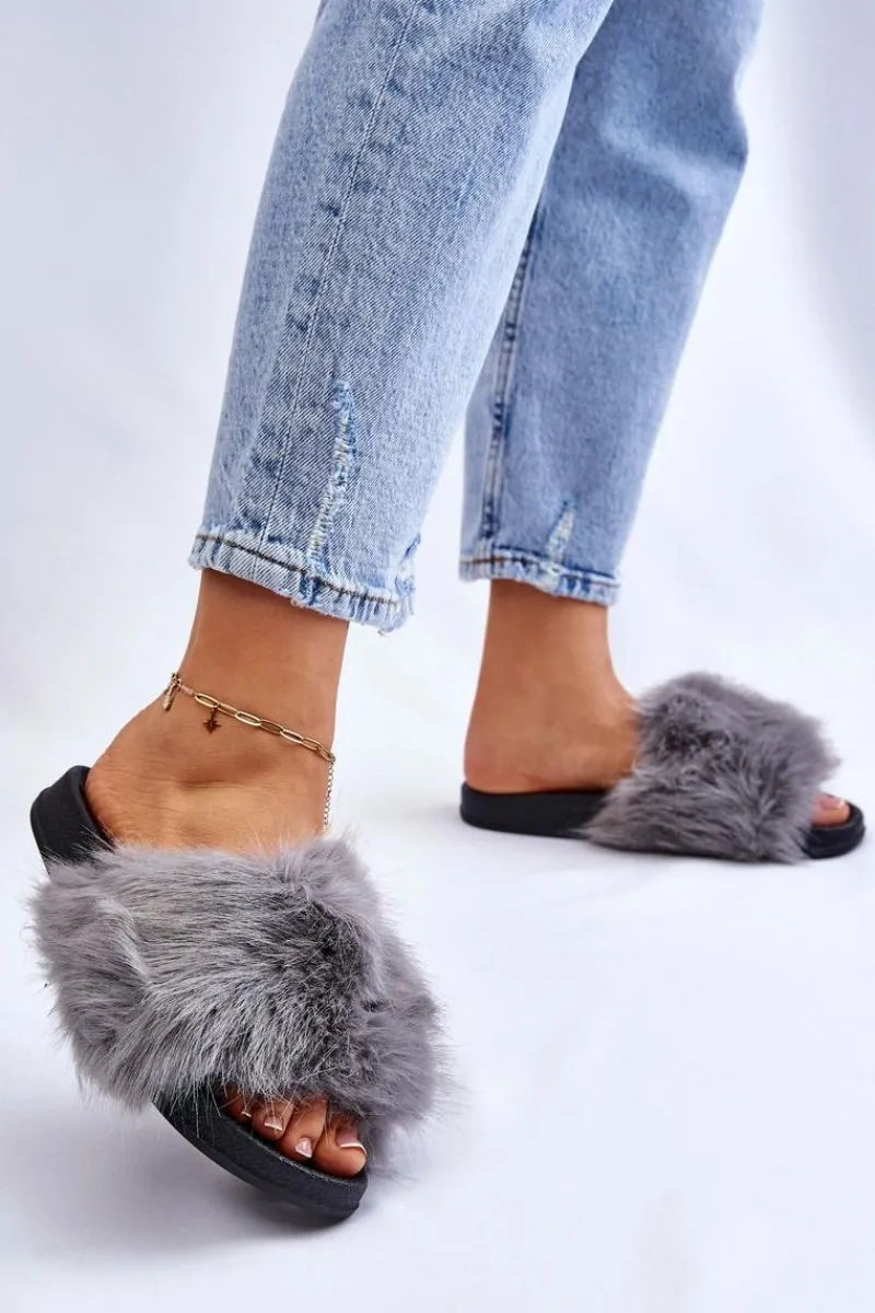 Best Damskie Klapki Z Futerkiem Szare Kennet Damskie Klapki Z Futerkiem|Klapki Damskie Klasyczne