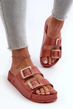 Best ZAXY Damskie Klapki Z Klamrami JJ285246 Brudny Róż