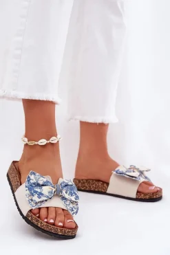 Discount Damskie Klapki Z Kokardą Na Korkowej Platformie e Lisandrea Damskie Klapki Korkowe|Klapki Na Platformie