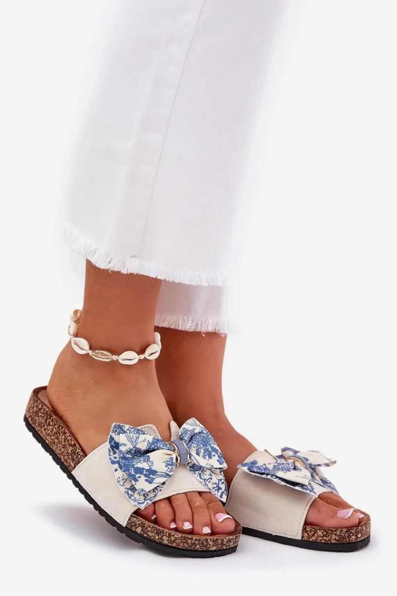 Discount Damskie Klapki Z Kokardą Na Korkowej Platformie e Lisandrea Damskie Klapki Korkowe|Klapki Na Platformie