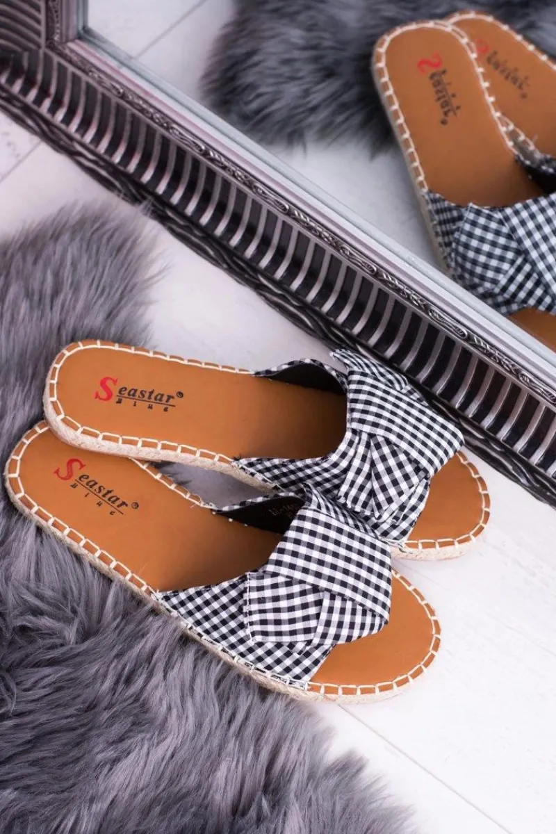 Boto Damskie Klapki Z Kokardkami Pin-up Girl Czarne