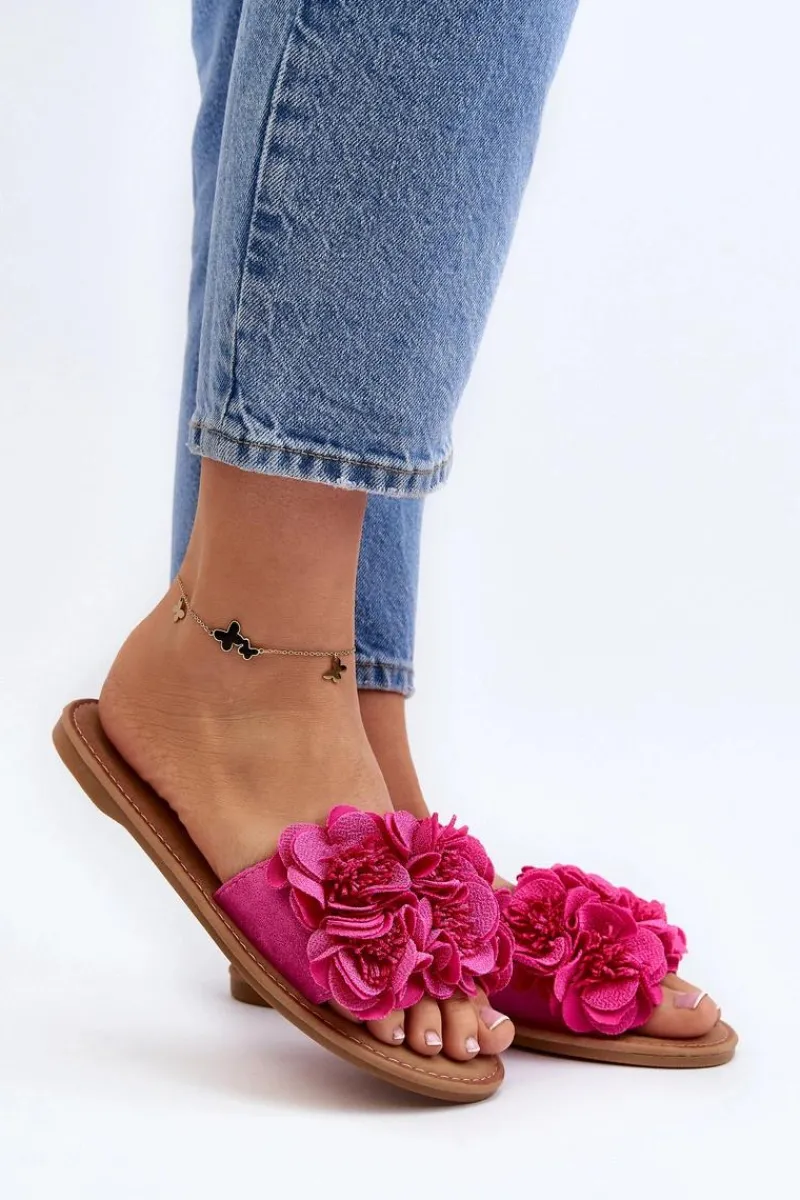 Best Damskie Klapki Z Kwiatkami Fuksja Eelfan Damskie Klapki Damskie Klasyczne