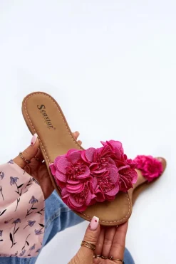 Best Damskie Klapki Z Kwiatkami Fuksja Eelfan Damskie Klapki Damskie Klasyczne