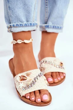 Clearance Boto Damskie Klapki Z Muszelkami Beżowe Spain