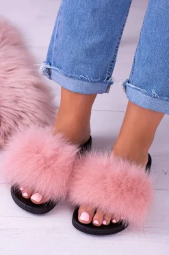 Best Damskie Klapki z Naturalnym Futerkiem Różowe Naturis Damskie Klapki Z Futerkiem|Klapki Damskie Klasyczne