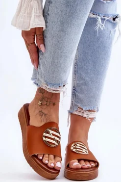 Sale Boto Damskie Klapki Z Ozdobą Camel Secrets