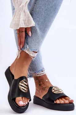 Clearance Damskie Klapki Z Ozdobą Czarne Secrets Damskie Klapki Na Platformie|Klapki Damskie Klasyczne