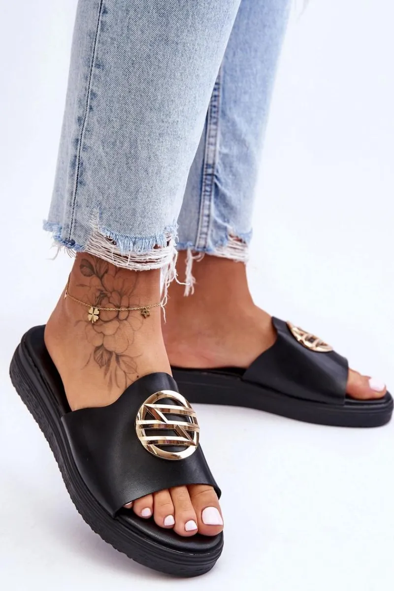 Clearance Damskie Klapki Z Ozdobą Czarne Secrets Damskie Klapki Na Platformie|Klapki Damskie Klasyczne