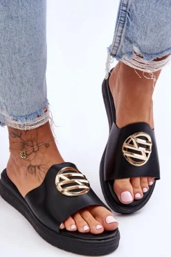 Clearance Damskie Klapki Z Ozdobą Czarne Secrets Damskie Klapki Na Platformie|Klapki Damskie Klasyczne