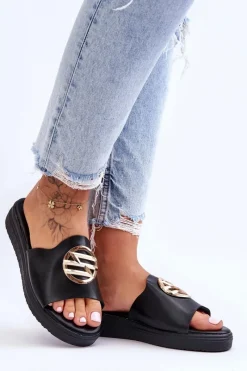 Clearance Damskie Klapki Z Ozdobą Czarne Secrets Damskie Klapki Na Platformie|Klapki Damskie Klasyczne