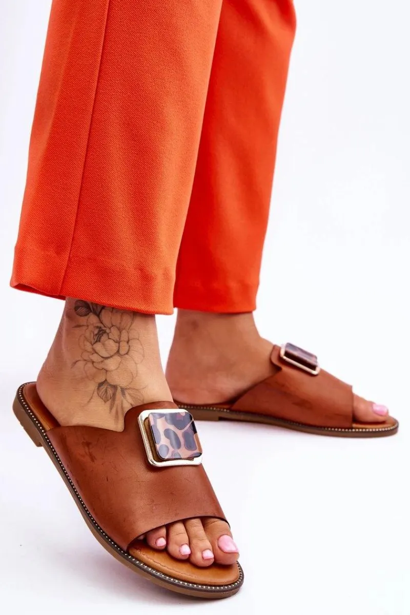 Best Damskie Klapki Z Ozdobnym Elementem Camel Leonia Damskie Klapki Damskie Klasyczne