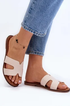 Clearance Boto Damskie Klapki Z Wycięciem Beżowe Lumossa