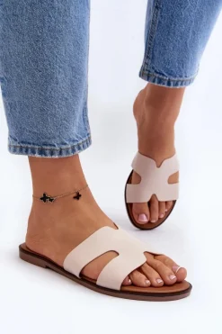 Clearance Boto Damskie Klapki Z Wycięciem Beżowe Lumossa