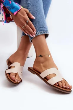 Clearance Boto Damskie Klapki Z Wycięciem Beżowe Lumossa