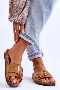 Online Damskie Klapki Zamszowe Na Platformie Camel Festil Damskie Klapki Korkowe|Klapki Na Platformie