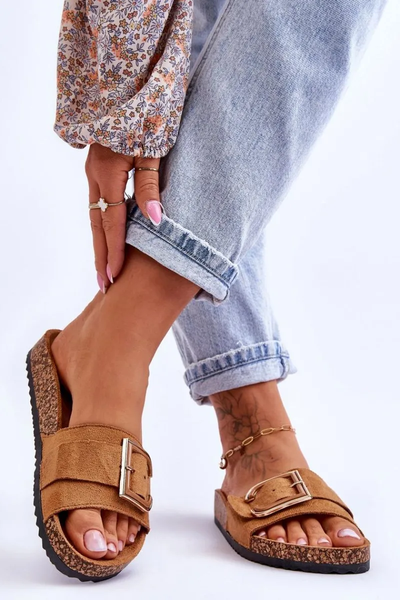 Online Damskie Klapki Zamszowe Na Platformie Camel Festil Damskie Klapki Korkowe|Klapki Na Platformie