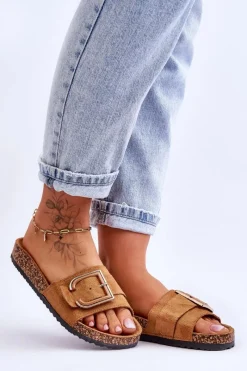 Online Damskie Klapki Zamszowe Na Platformie Camel Festil Damskie Klapki Korkowe|Klapki Na Platformie