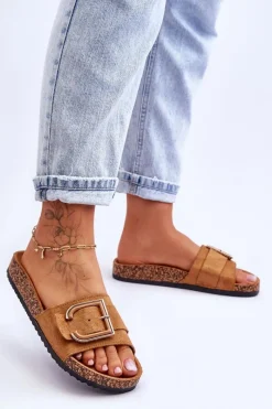 Online Damskie Klapki Zamszowe Na Platformie Camel Festil Damskie Klapki Korkowe|Klapki Na Platformie