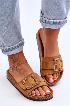 Online Damskie Klapki Zamszowe Na Platformie Camel Festil Damskie Klapki Korkowe|Klapki Na Platformie