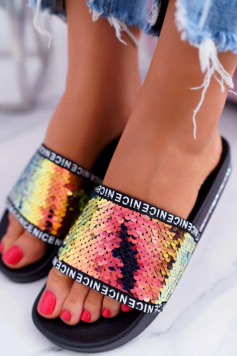 Boto Damskie Klapki Złote Opalizujące Nice