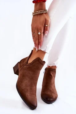 Czarne Botki|Brązowe I Beżowe Botki>Buty damskie Vinceza Damskie Klasyczne Botki Na Suwak Brązowe Ellene