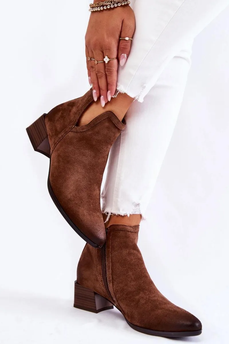 Czarne Botki|Brązowe I Beżowe Botki>Buty damskie Vinceza Damskie Klasyczne Botki Na Suwak Brązowe Ellene