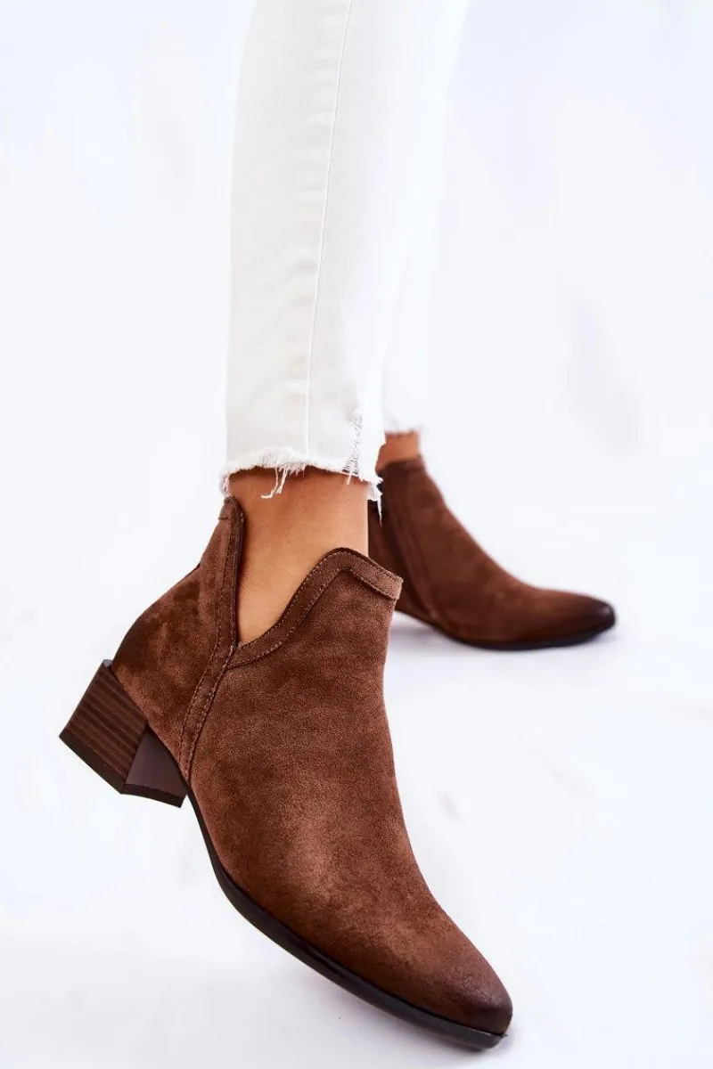 Czarne Botki|Brązowe I Beżowe Botki>Buty damskie Vinceza Damskie Klasyczne Botki Na Suwak Brązowe Ellene