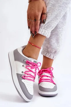 Clearance Damskie Klasyczne Buty Sportowe Podwójnie Sznurowane Biało-Szare Jella Damskie Buty Sportowe Na Platformie|Sneakersy Damskie