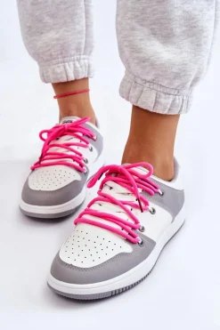 Clearance Damskie Klasyczne Buty Sportowe Podwójnie Sznurowane Biało-Szare Jella Damskie Buty Sportowe Na Platformie|Sneakersy Damskie