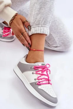 Clearance Damskie Klasyczne Buty Sportowe Podwójnie Sznurowane Biało-Szare Jella Damskie Buty Sportowe Na Platformie|Sneakersy Damskie