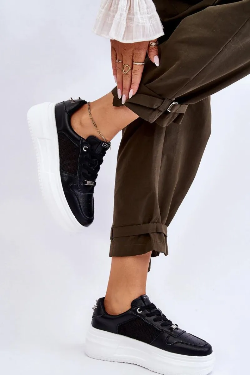 Damskie Klasyczne Buty Sportowe LL2N4061 Czarne Damskie Sneakersy Damskie