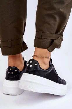 Damskie Klasyczne Buty Sportowe LL2N4061 Czarne Damskie Sneakersy Damskie